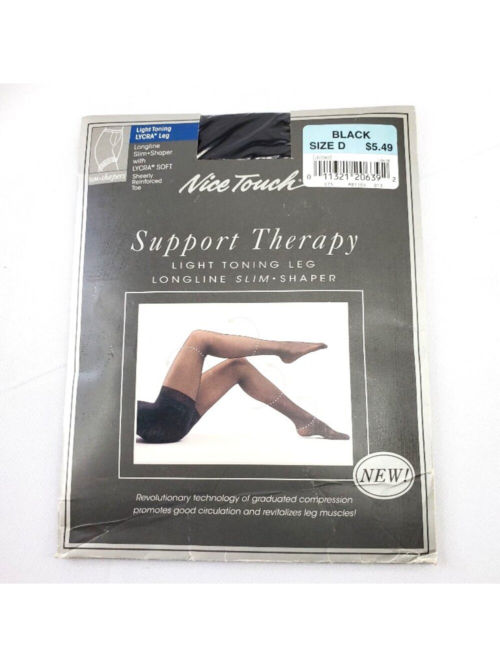 VTG Nice Touch Black Slim Shaper Pantyhose Size D Support Therapy Light Toning